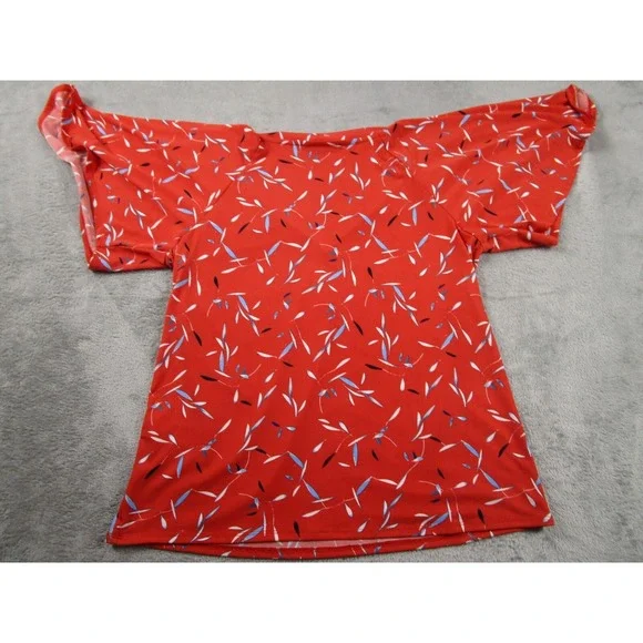 Banana Republic Top Womens Small Red Geometric Preppy Basic Casual - Picture 6 of 8